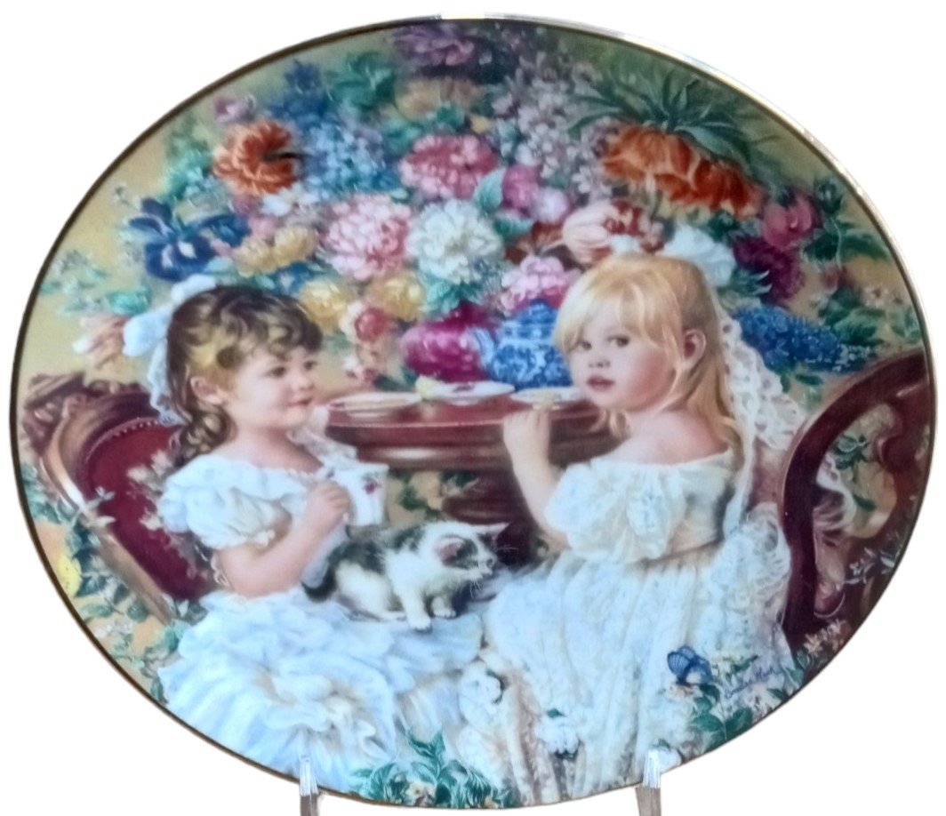 The Tea Party Collector Plate Vintage Hearts and Flowers from Sandra Kuck