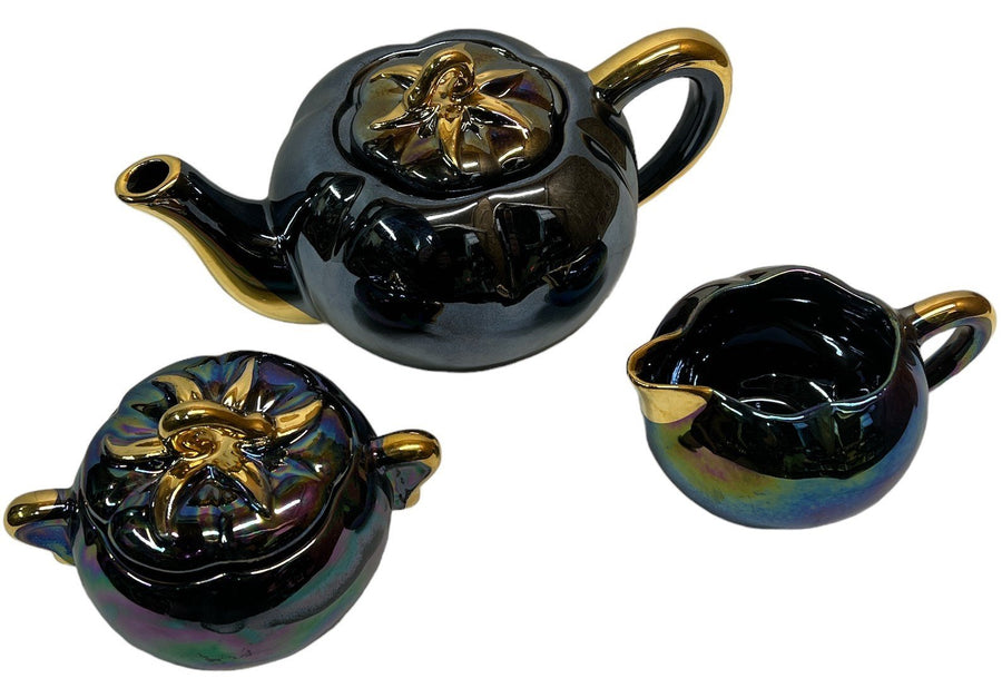 Creamer Sugar Bowl Teapot Vintage Iridescent Maybe Grimwades Byzanta Ware