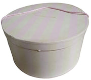 Hat Box Vintage Pink and Beige Stripe with Rope Handle 13" Diameter
