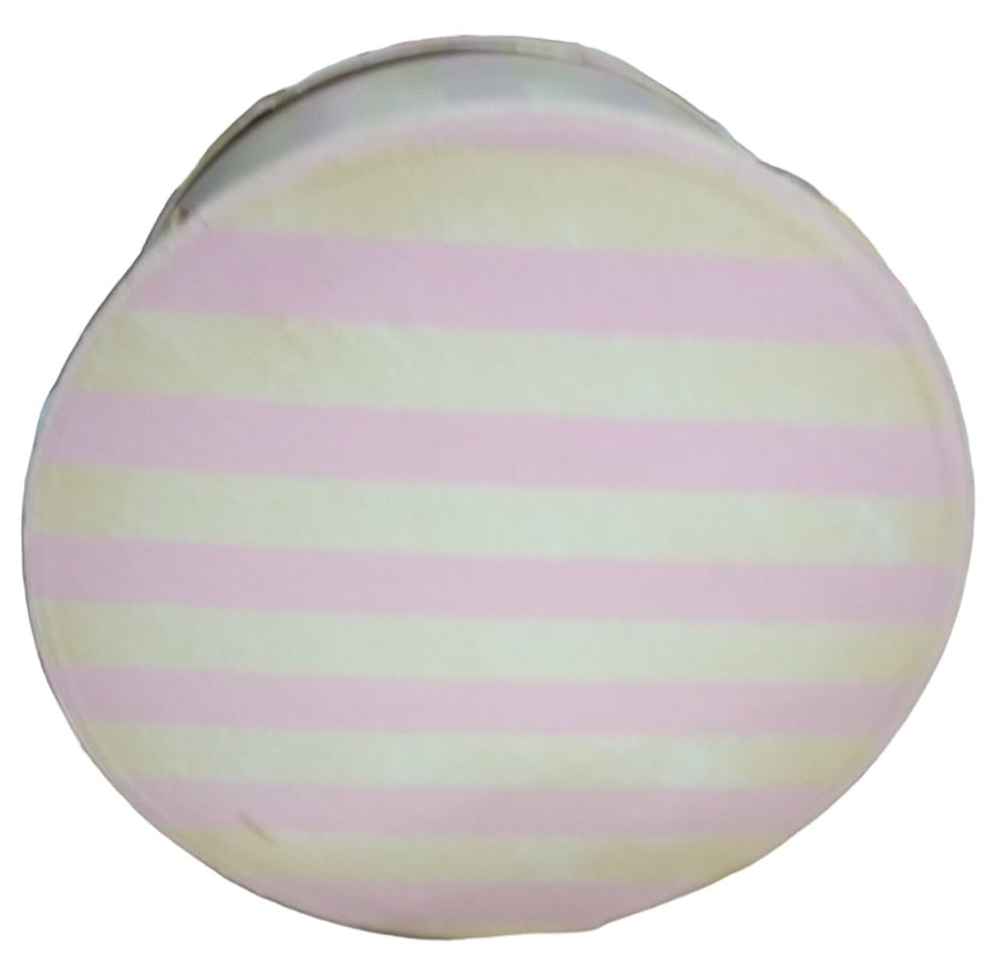 Hat Box Vintage Pink and Beige Stripe with Rope Handle 13" Diameter