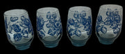 Libbey Juice Glass Antique Blue Eventide Vintage Raised Leaves Set of 4