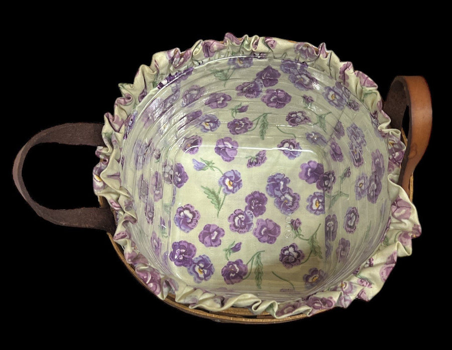 Longaberger Basket Vintage Cloth Liner Purple Flowers Protector 1992