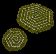Avocado Green Yarn Placemats Antique Handmade with Loom Vintage 6 Pieces