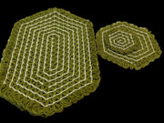 Avocado Green Yarn Placemats Antique Handmade with Loom Vintage 6 Pieces