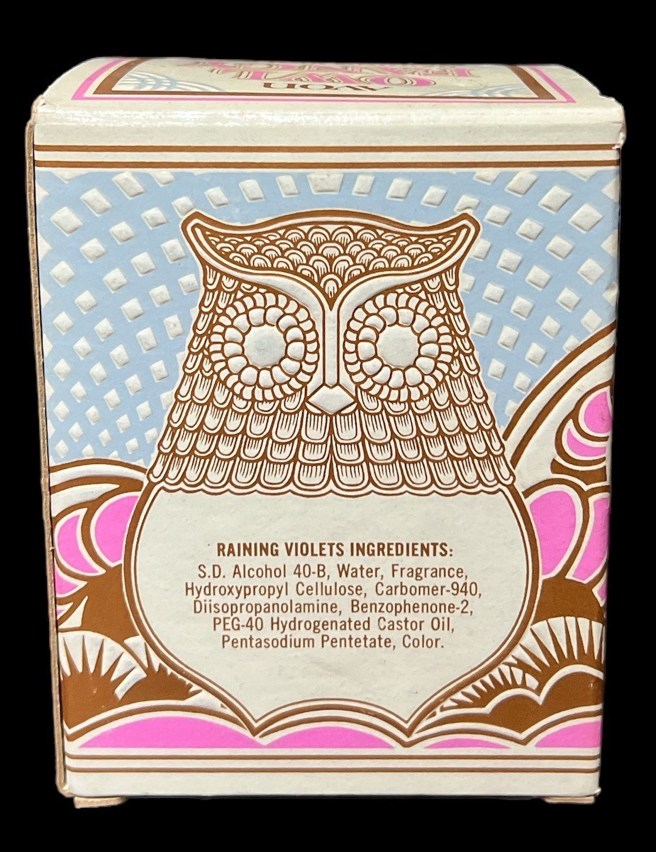 Avon Owl Fancy Raining Violets Cologne Gelee Antique 4 oz Vintage