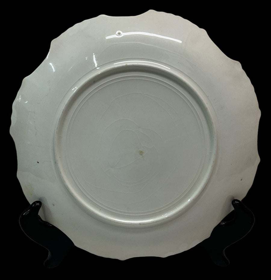 Beer-Drinking Monk Plate Antique Orange Vintage Sharp Scalloped Edge