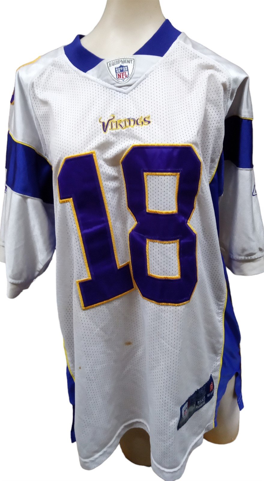 NFL Jersey Sydney Rice #18 Minnesota Vikings Onfield Reebok White with Purple