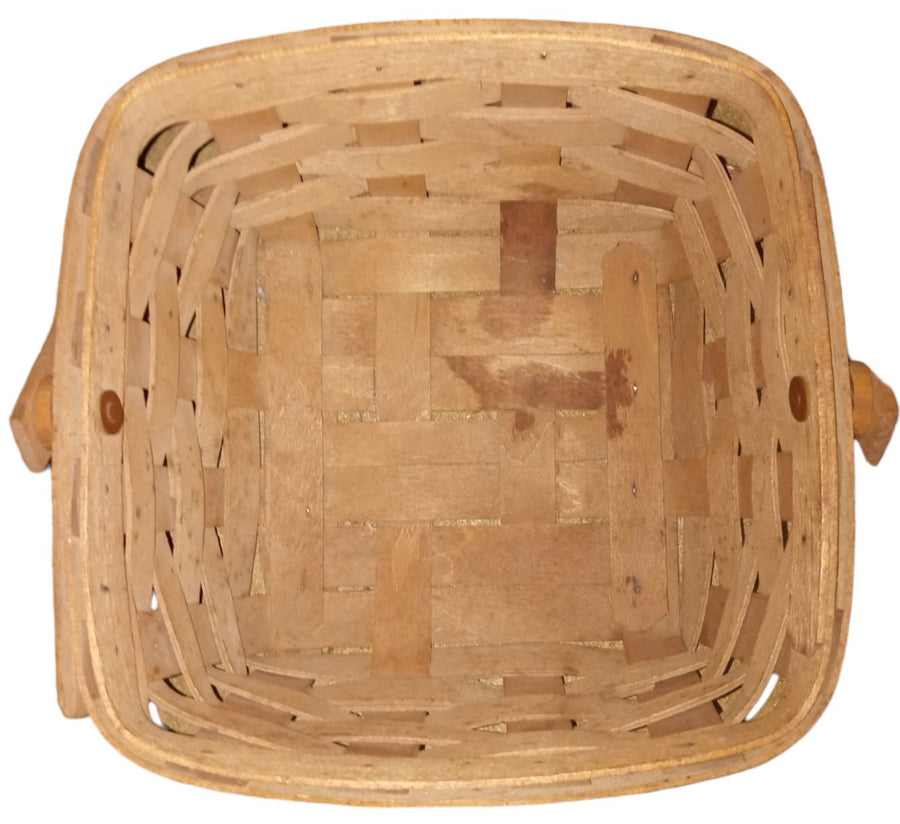 Longaberger Square Basket Vintage Handwoven Moveable Handle Initialed BAH 86