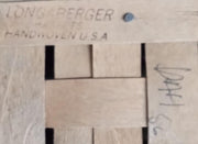 Longaberger Square Basket Vintage Handwoven Moveable Handle Initialed BAH 86