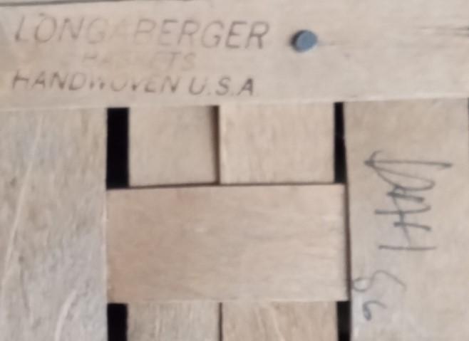 Longaberger Square Basket Vintage Handwoven Moveable Handle Initialed BAH 86