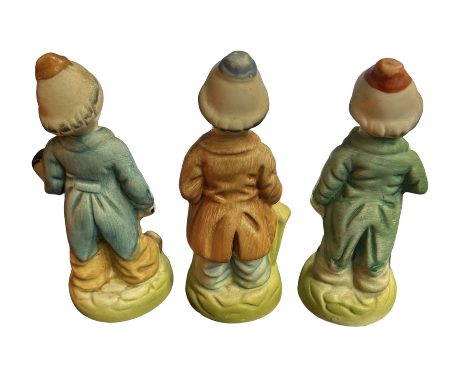 Clown Figurine Lot of 3 Vintage Bisque Sculptures Home Decor