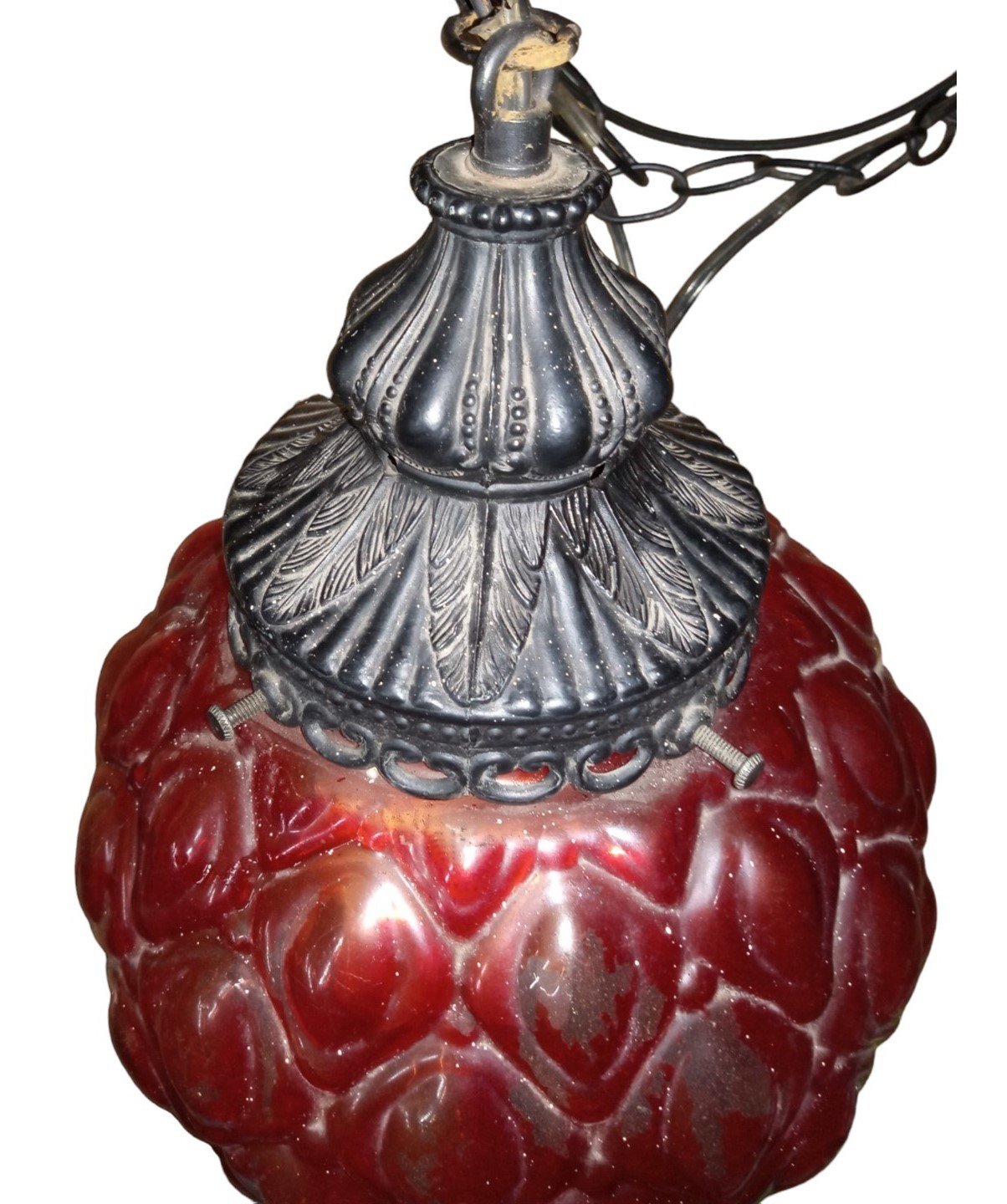 Mid Century Modern Red Swag Lamp Vintage Collectible Lighting Decorative