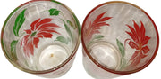 Christmas Glasses  Vintage Poinsettia Set of 2 Culver Yule Horn Set of 2