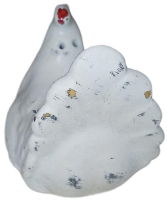 Ceramic Chicken Vintage White Shaker with Red Head