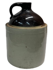 Whiskey Crock Stoneware Jug Dark Brown Top Empty