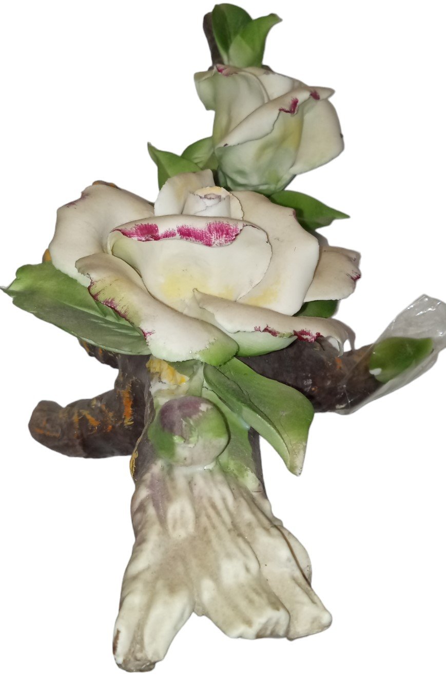 Capodimonte White and Purple Flower Vintage Porcelain Made Italy Handcrafted