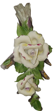 Capodimonte White and Purple Flower Vintage Porcelain Made Italy Handcrafted