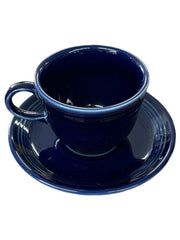 Fiesta - Cobalt Blue Teacup & Saucer Homer Laughlin Ceramic Set Kitchenware HLC