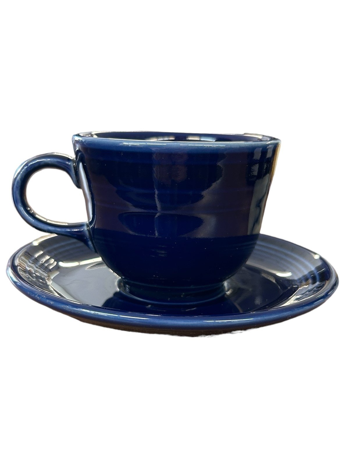 Fiesta - Cobalt Blue Teacup & Saucer Homer Laughlin Ceramic Set Kitchenware HLC