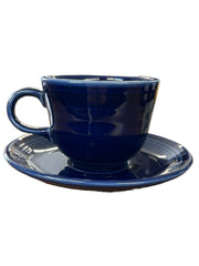 Fiesta - Cobalt Blue Teacup & Saucer Homer Laughlin Ceramic Set Kitchenware HLC