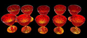 Amberina Moon and Stars Dessert Goblet Antique LE Smith Vintage Set of 10