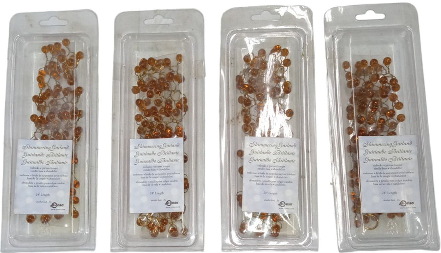 Shimmering Beaded Glass Tieback Vintage Conso Garland Amber 24" Set of 4