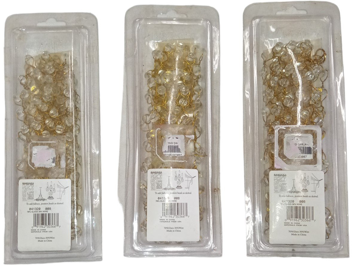 Shimmering Beaded Glass Tieback Vintage Conso Garland Clear 72" Set of 3