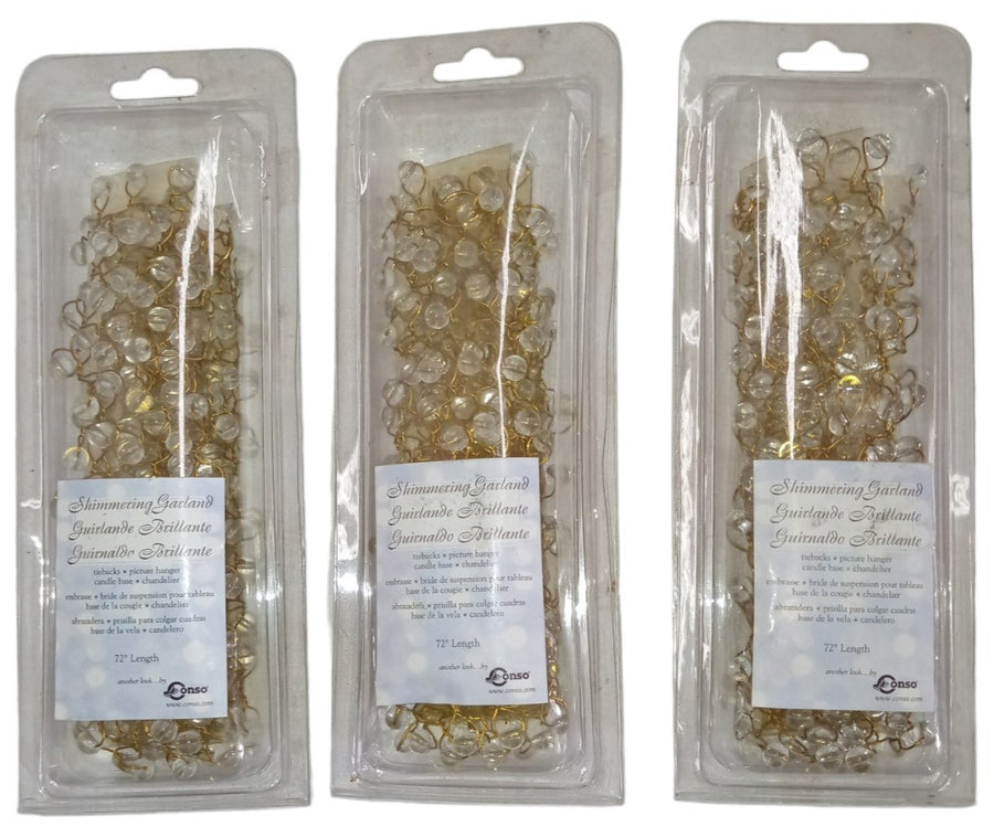 Shimmering Beaded Glass Tieback Vintage Conso Garland Clear 72" Set of 3