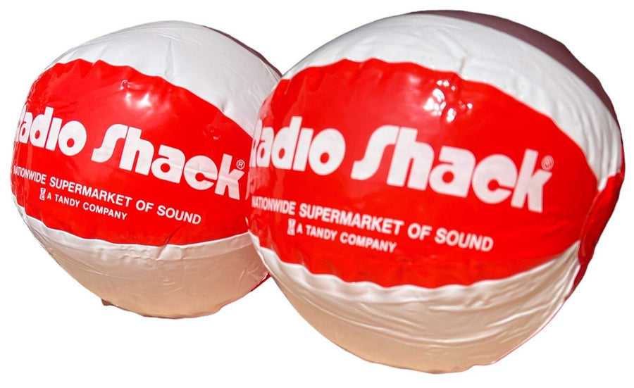 Radio Shack Beach Ball Vintage Red White 12" Diameter Set of 2
