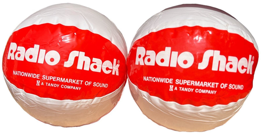 Radio Shack Beach Ball Vintage Red White 12" Diameter Set of 2
