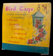 Bird Cage Flower Arrangement Electrified Antique Original Box Vintage Lifelike