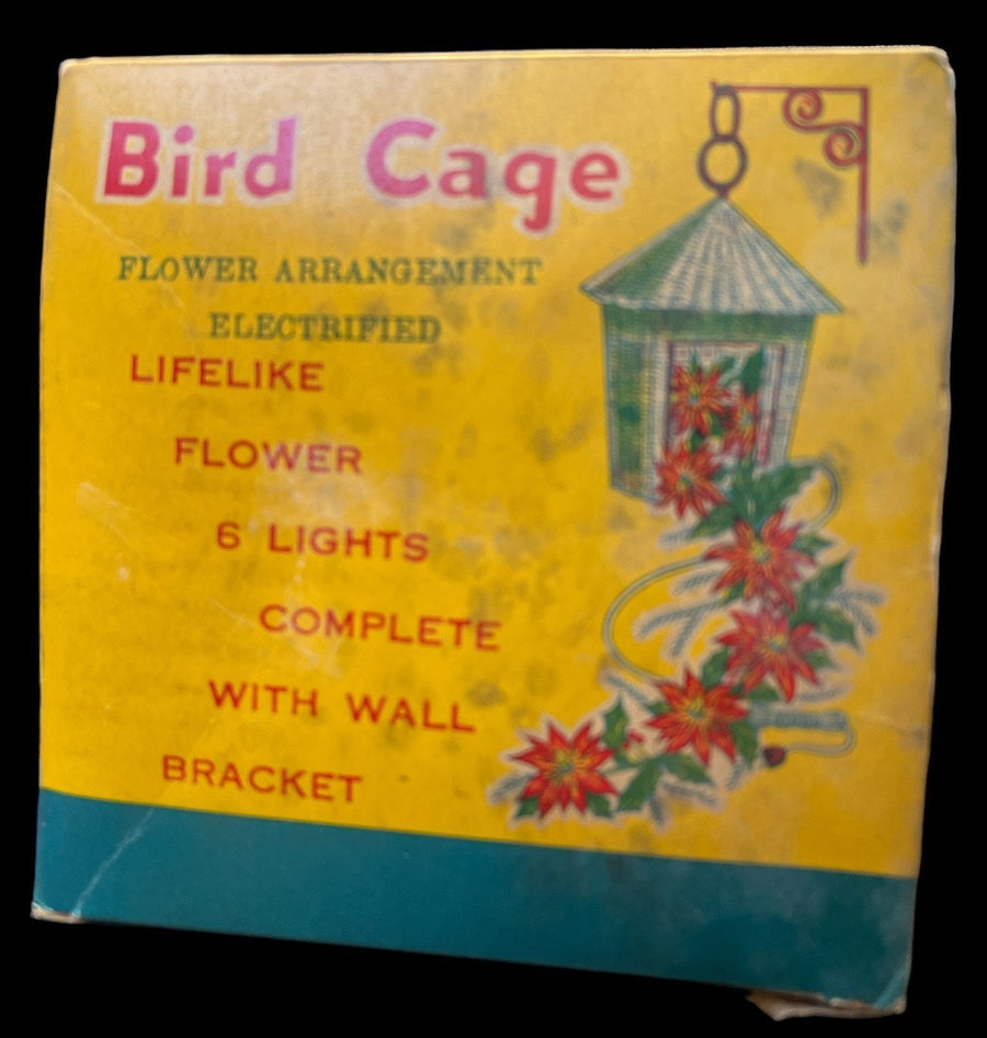 Bird Cage Flower Arrangement Electrified Antique Original Box Vintage Lifelike
