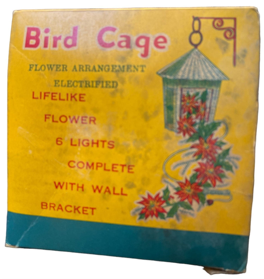 Bird Cage Flower Arrangement Electrified Antique Original Box Vintage Lifelike