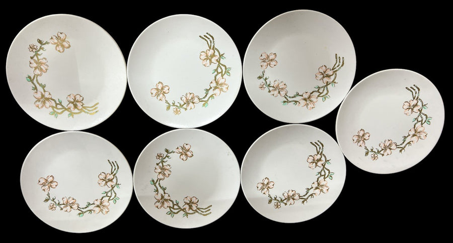 Apolloware Melmac Salad Plates Antique Alexander Barna Vintage Set of 7 MCM