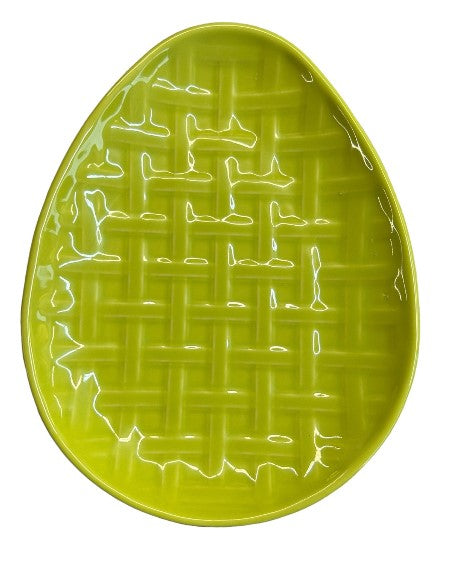 Fiesta - Lemongrass Green Embossed Egg Plate Easter Candy Ceramic Homer Laughlin