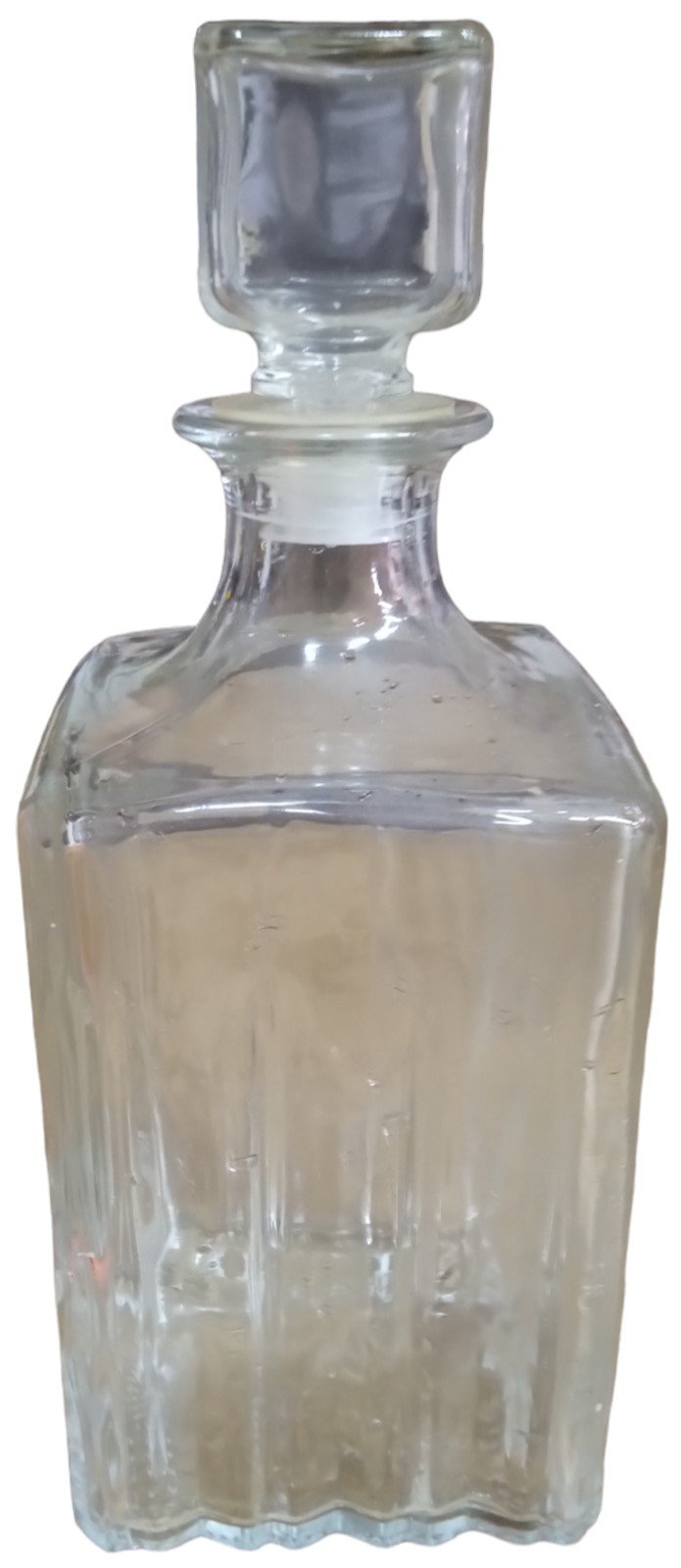 Glass Decanter Antique Clear Made in Italy Vintage 1960s 9.5"