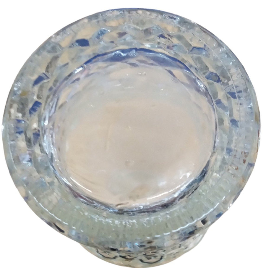 Diamond Cut Antique Round Decanter Vintage Glass 1970s