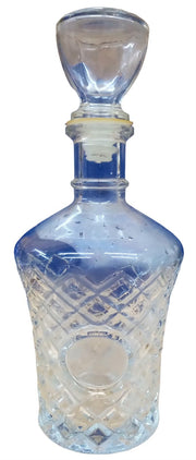 Diamond Cut Antique Round Decanter Vintage Glass 1970s