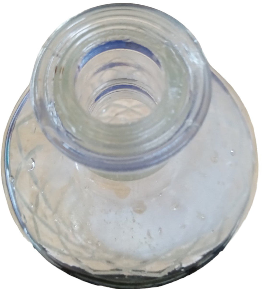 Diamond Cut Antique Round Decanter Vintage Glass 1970s