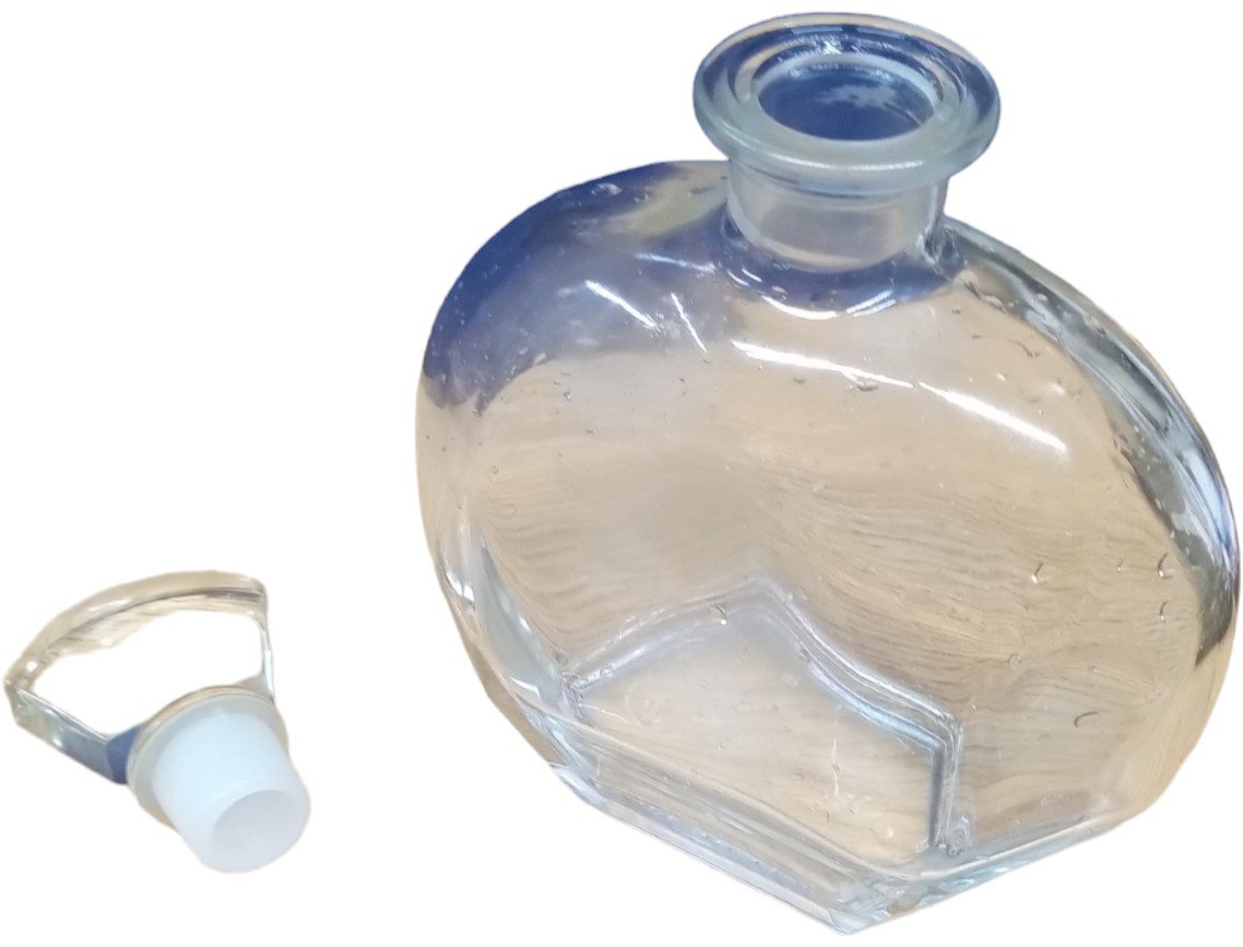 Rounded Glass Decanter Antique Made in Italy Vintage 9"