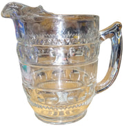 Glass Pitcher Antique Thumbprint Sawtooth Design Vintage Starburst Design