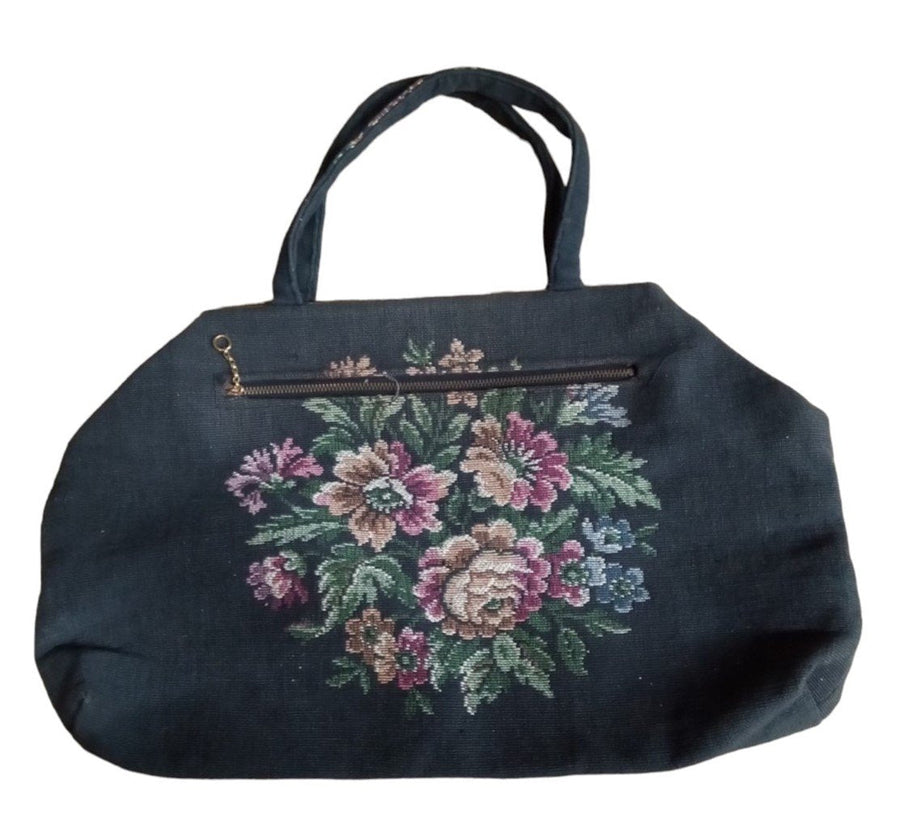 Betsy Ross Black Tapestry Bag Vintage Collectible Fashion Accessory Floral