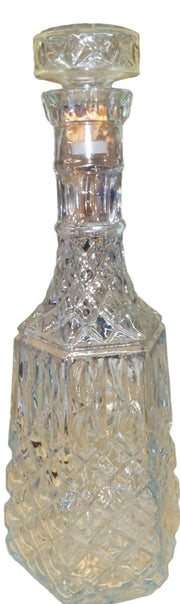 Diamond Cut Elegant Glass Decanter Antique Libbey Vintage Starburst Design