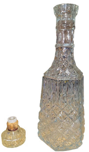 Diamond Cut Elegant Glass Decanter Antique Libbey Vintage Starburst Design