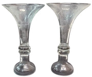 Candlestick Holder Glass Taper Reversible Vintage Flared Top Floral Set of 2