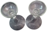 Candlestick Holder Glass Taper Reversible Vintage Flared Top Floral Set of 2