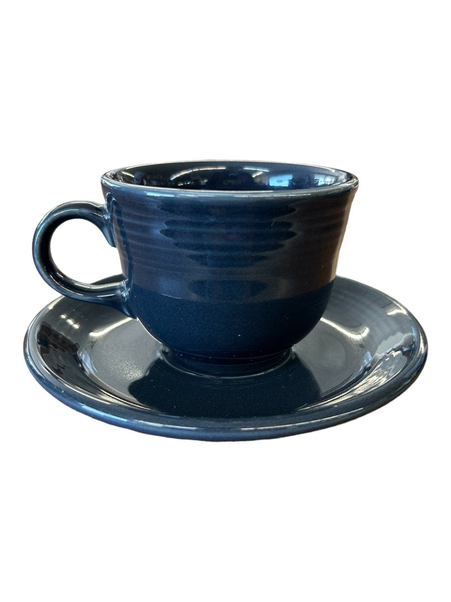 Fiesta - Slate Grey/Gray Teacup & Saucer Ceramic Homer Laughlin Tea Set Drink