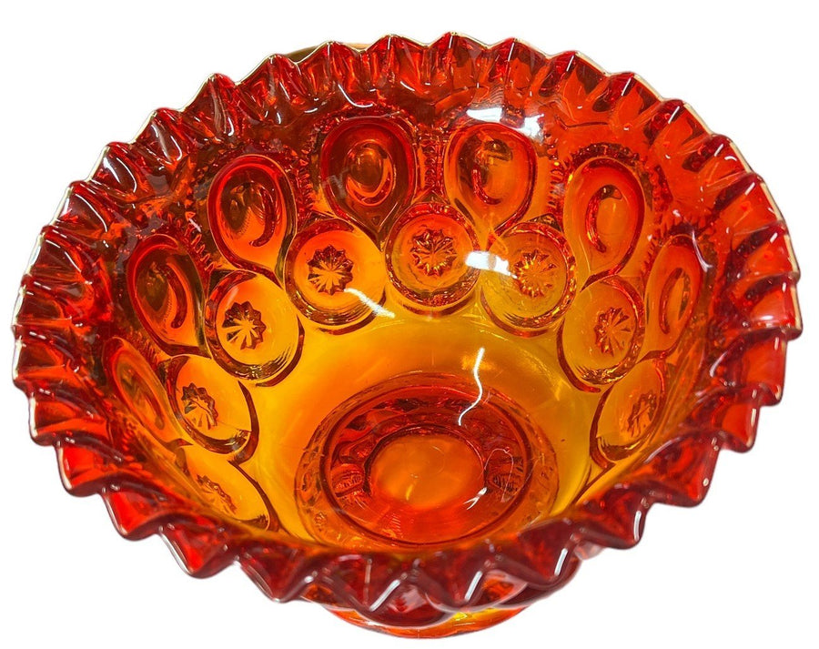 Amberina Moon and Stars Vase Antique L E Smith Vintage Serving Bowl