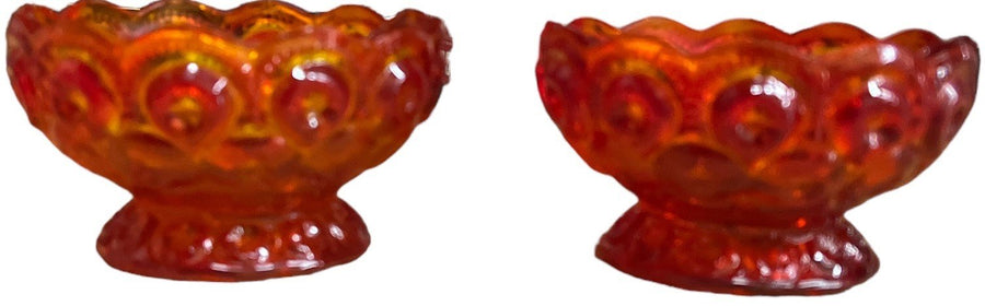 Amberina Moon and Stars Antique L E Smith Vintage Small Bowl Set of 2