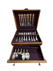 Flatware Gorham New Elegance Silverplate Cutlery Set 59 Pc Tiered Case Serving